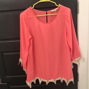 Altar’d State pink blouse with lace detail